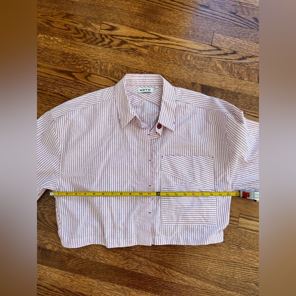 KOTN Striped Button-Up Cropped Egyptian Cotton Long Sleeve Striped Shirt XL - Picture 3 of 13